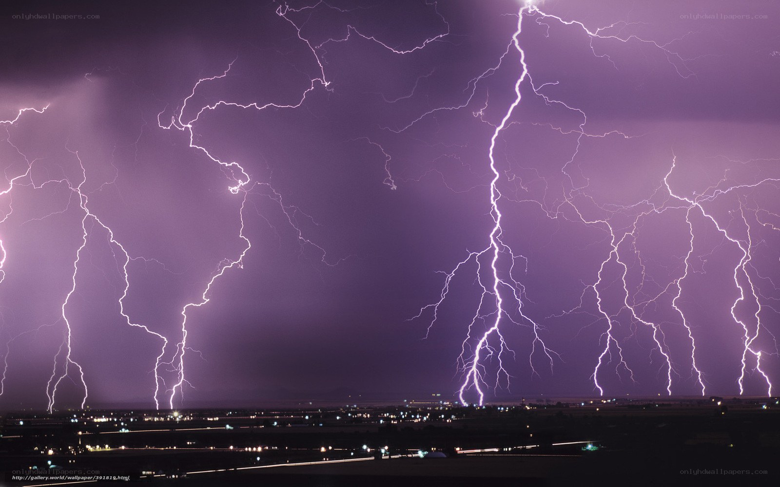 Lightning storm over city