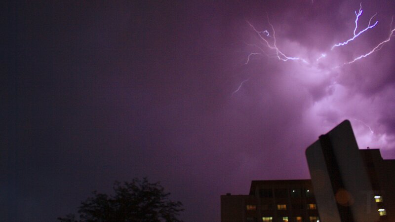 Lightning storm over city