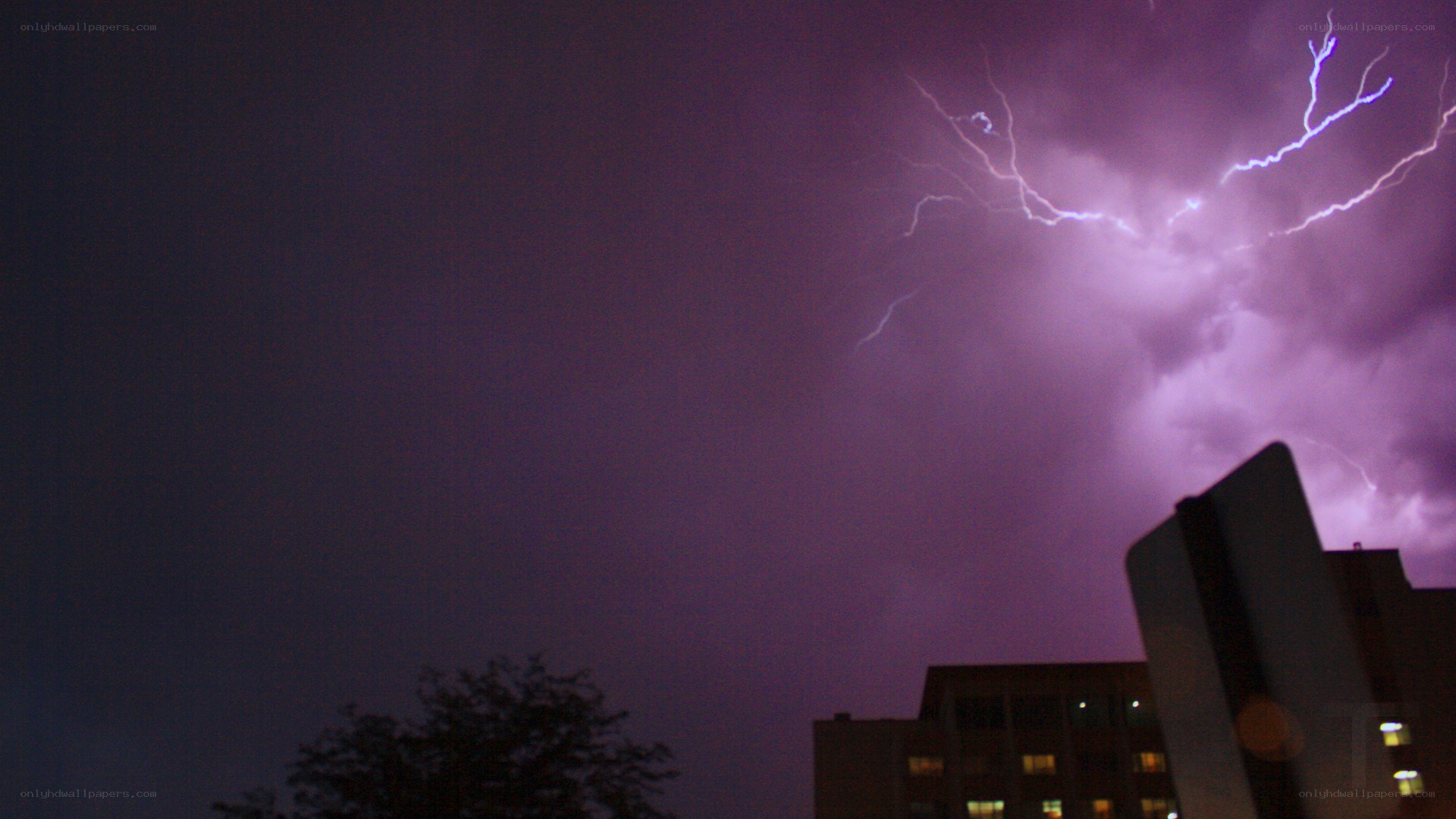 Lightning storm over city