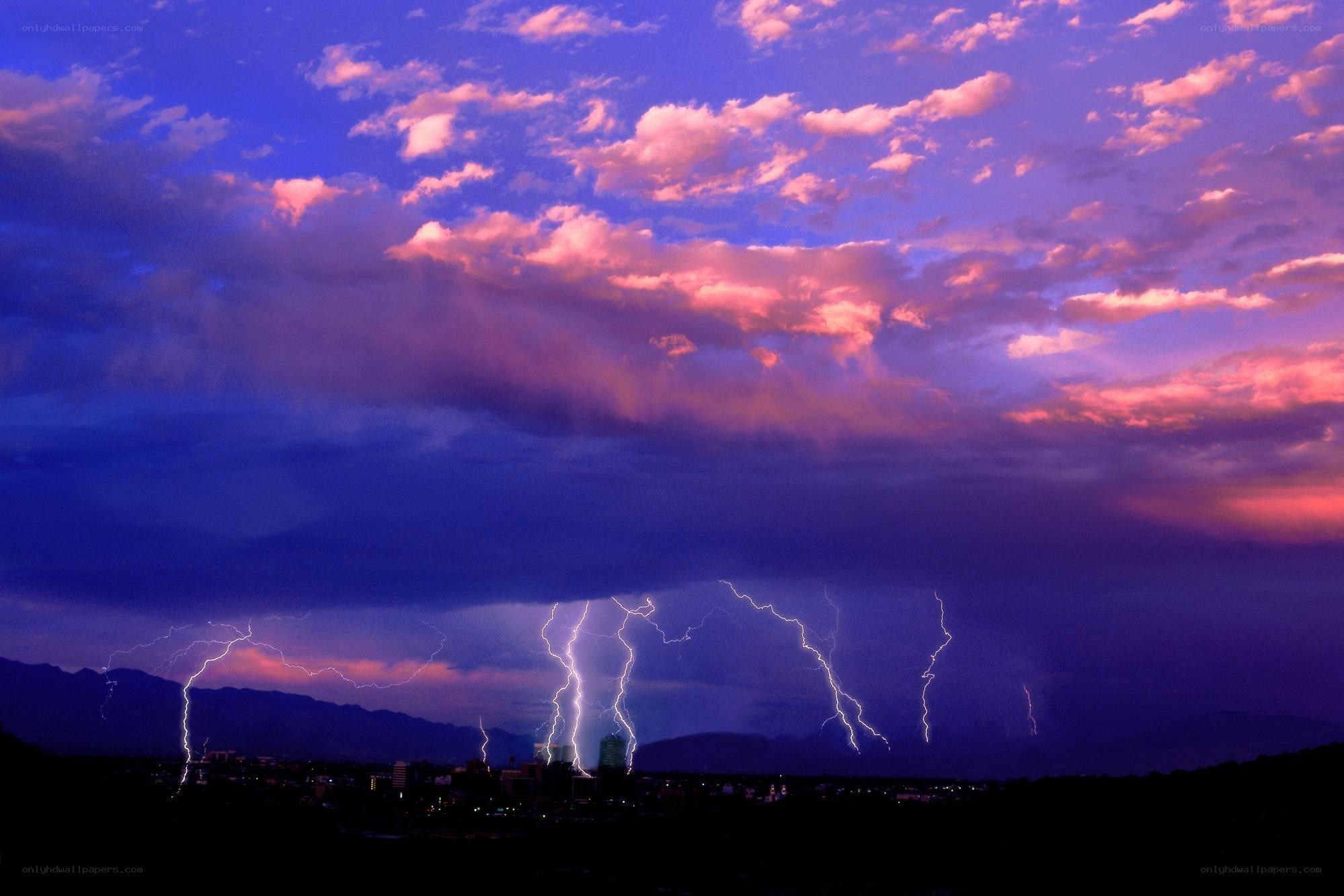Lightning storm over city