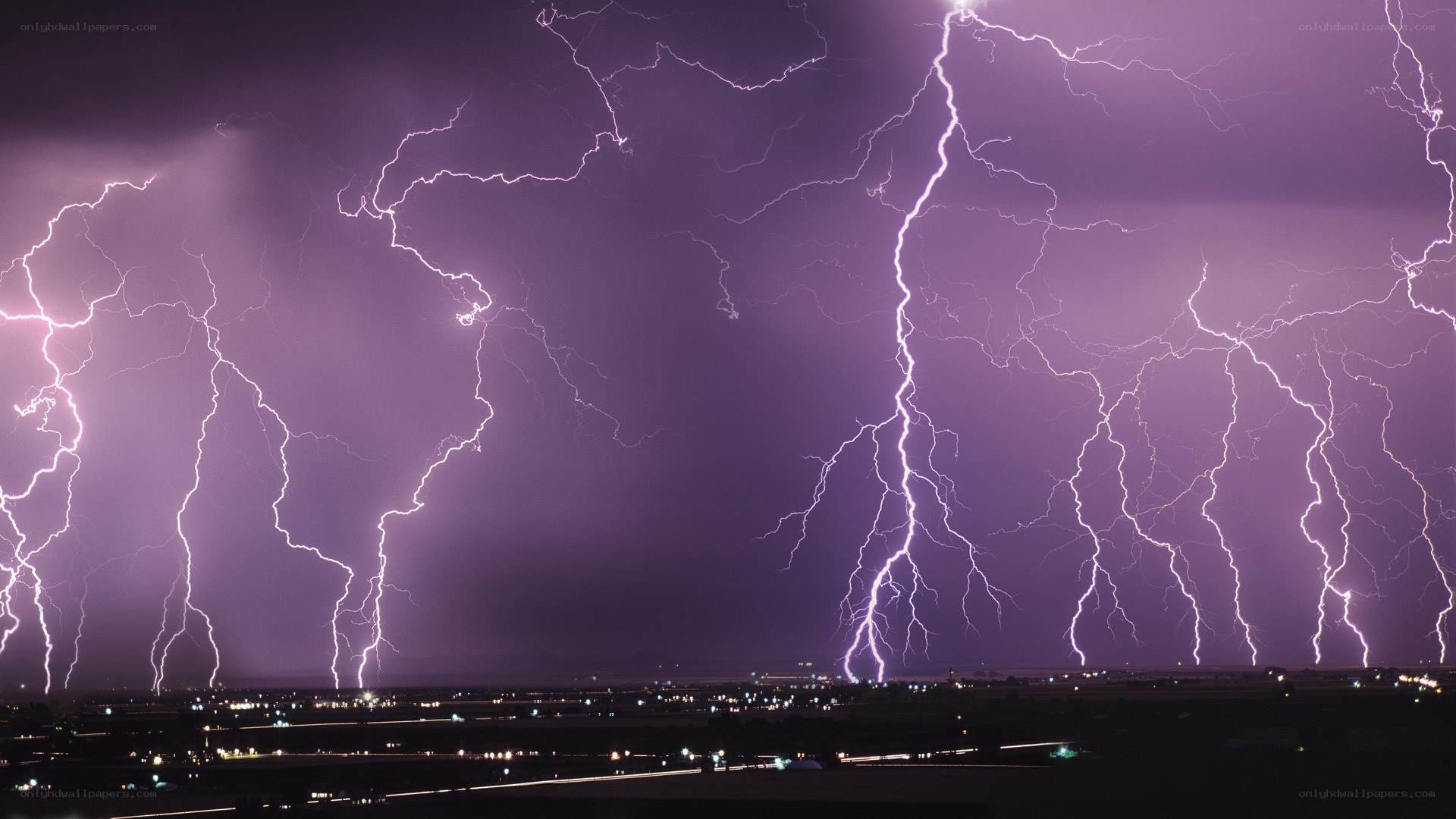 Lightning storm over city