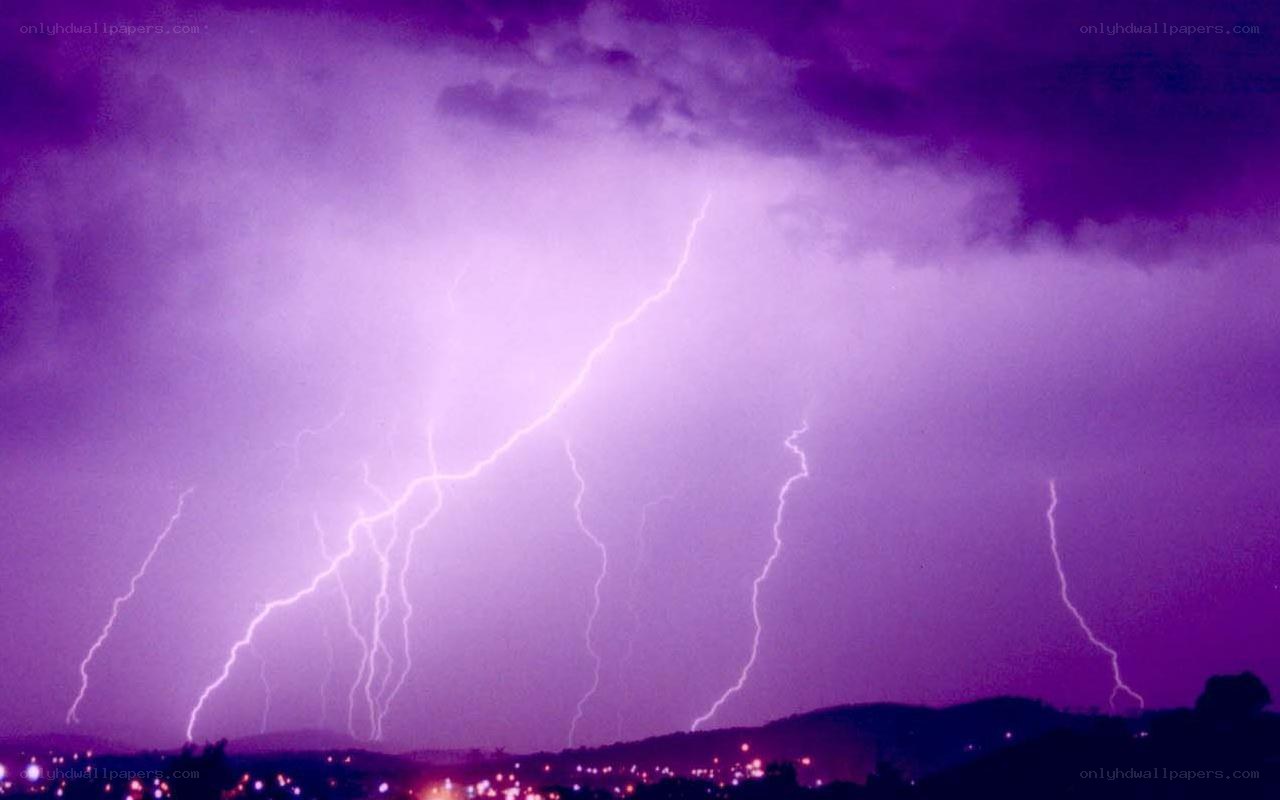 Lightning storm over city