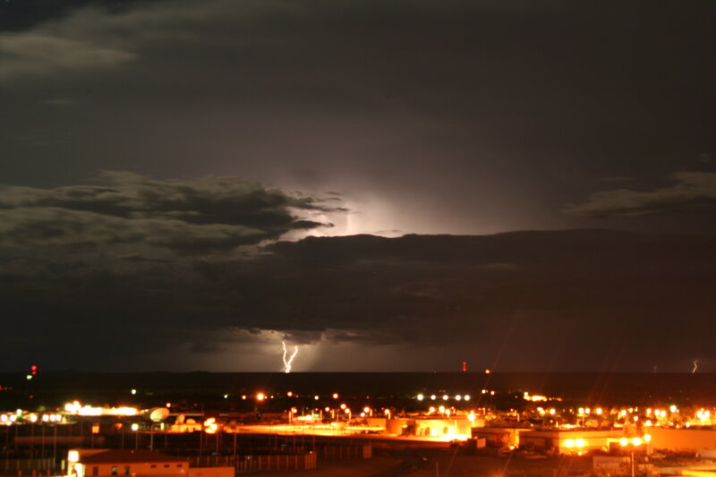 Lightning Storm over City — Black, Dramatic
