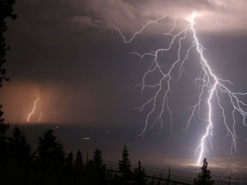 Lightning Storm over City — Black