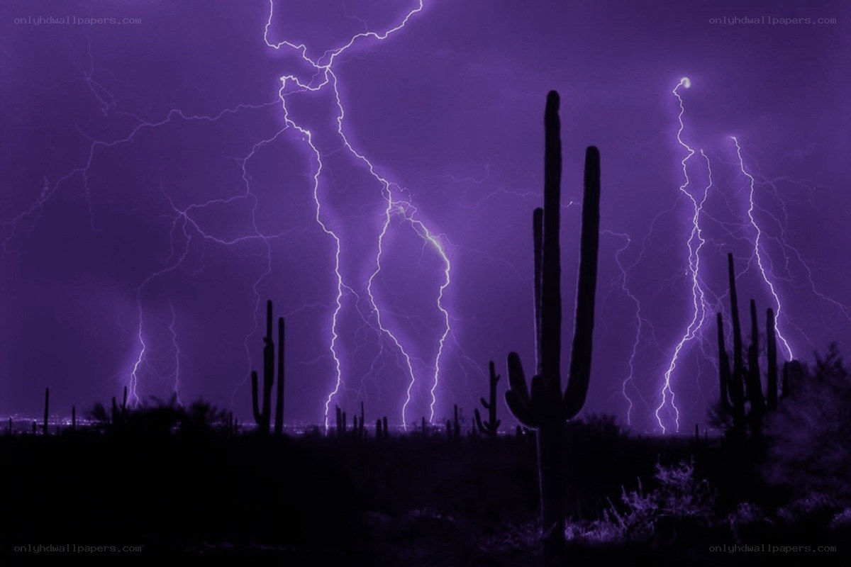 Lightning storm over desert
