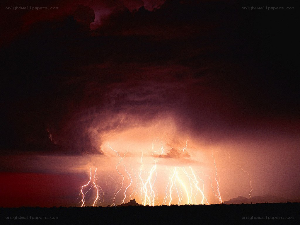 Lightning storm over desert
