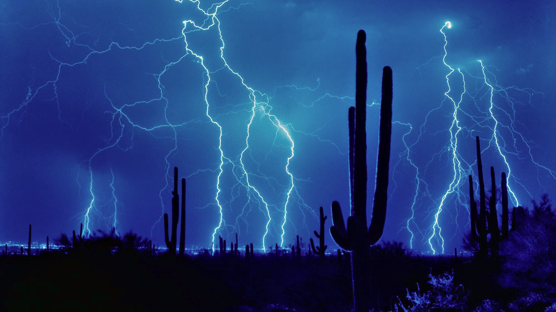 Lightning storm over desert