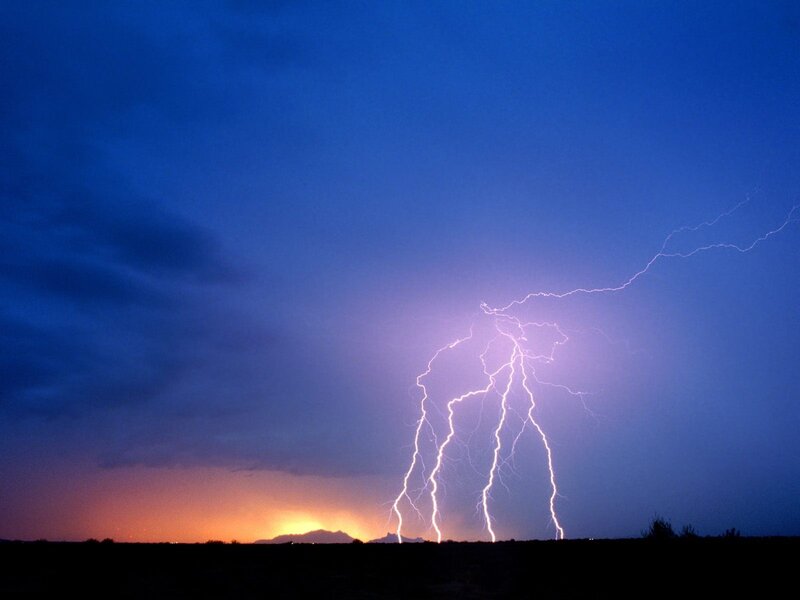 Lightning storm over desert