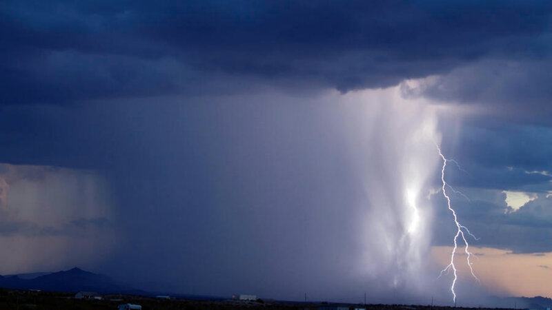 Lightning Storm over Desert — Blue