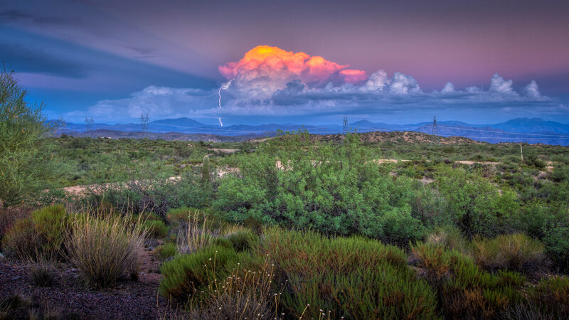 Lightning Storm over Desert — Purple, Dramatic