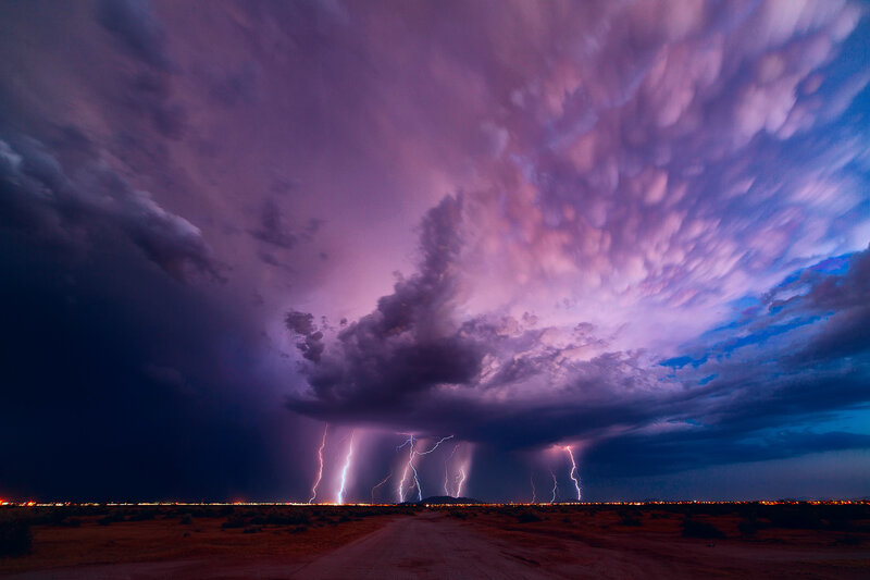 Lightning Storm over Desert — Purple