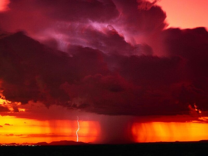 Lightning Storm over Desert — Red