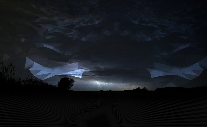 Lightning Storm over Field — Black, Dramatic
