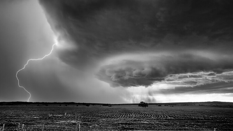 Lightning Storm over Field — Black