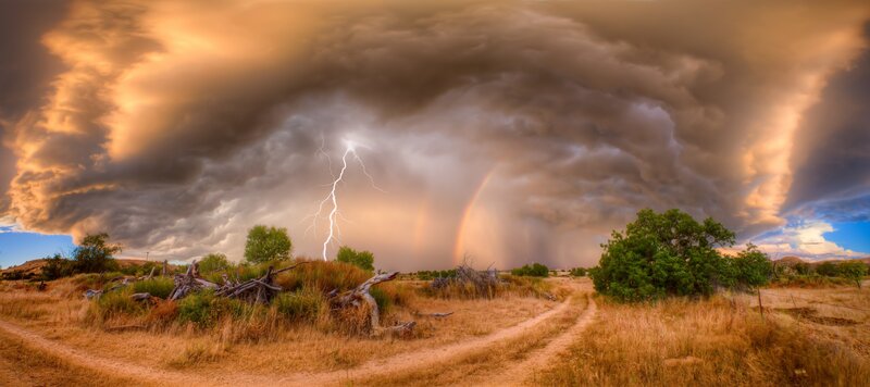 Lightning Storm over Field — Brown