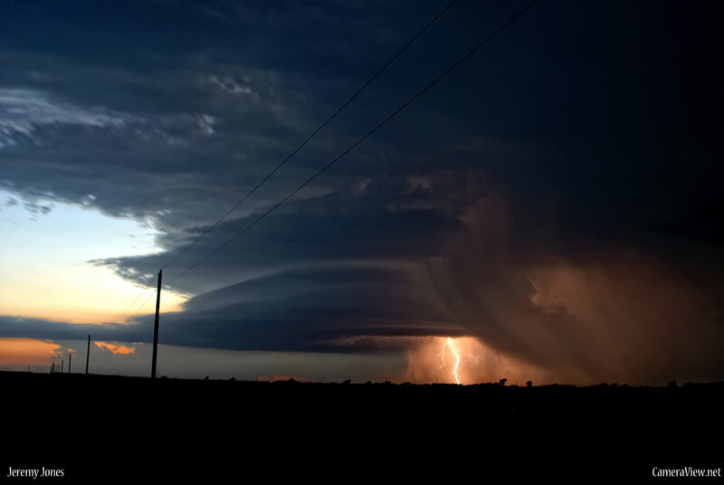 Lightning Storm over Field — Dark Blue