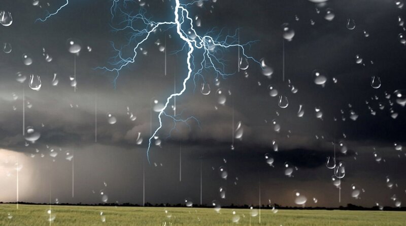 Lightning Storm over Field — Gray
