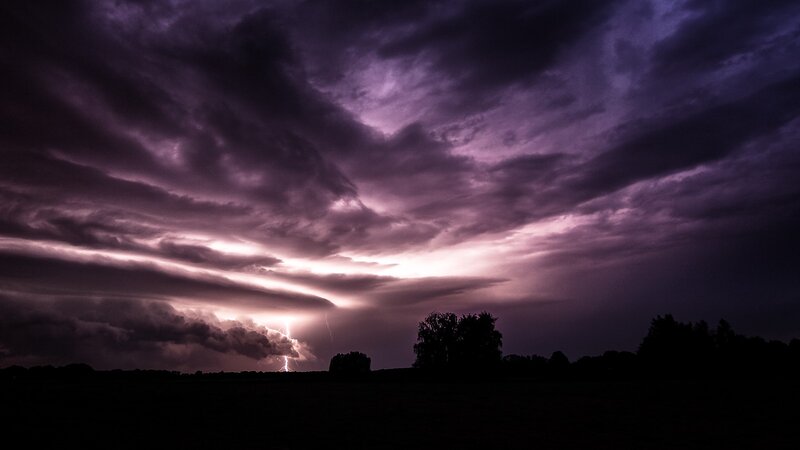 Lightning Storm over Field — Night