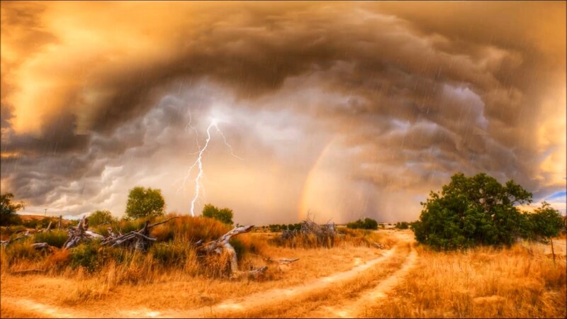 Lightning Storm over Field — Orange