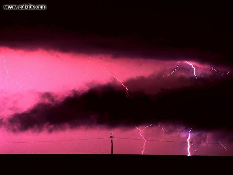 Lightning Storm over Field — Pink