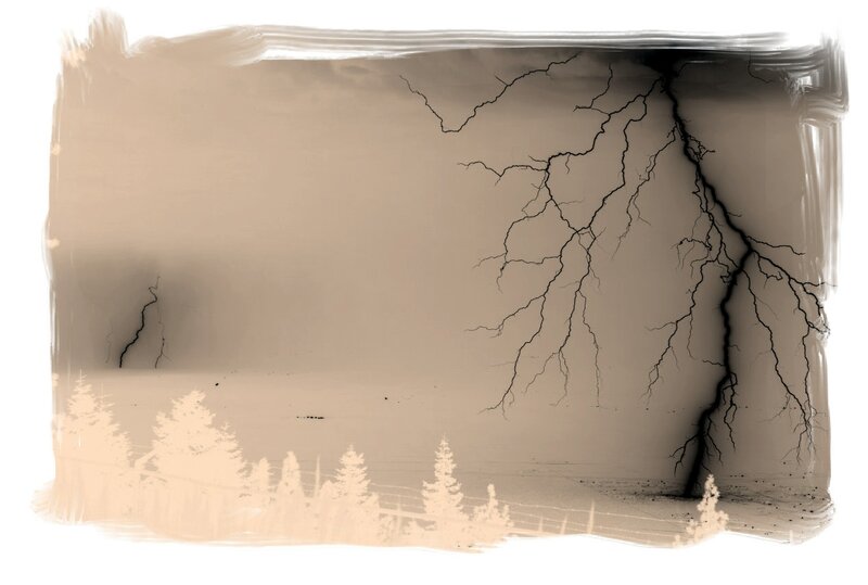 Lightning Storm over Forest — Brown
