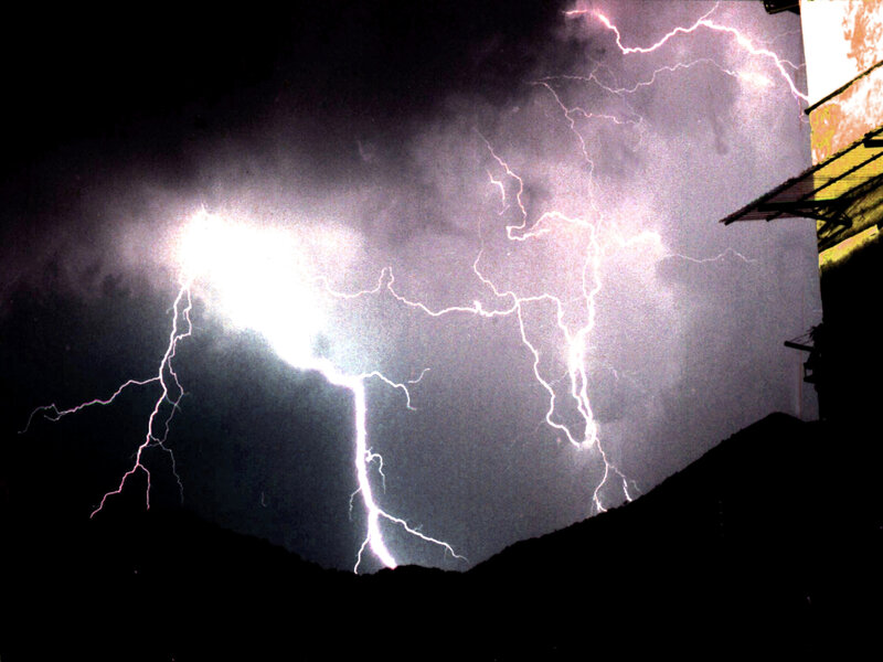 Lightning Storm over Hills — Black
