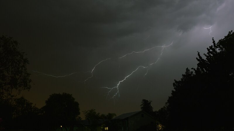 Lightning Storm over Houses — Black