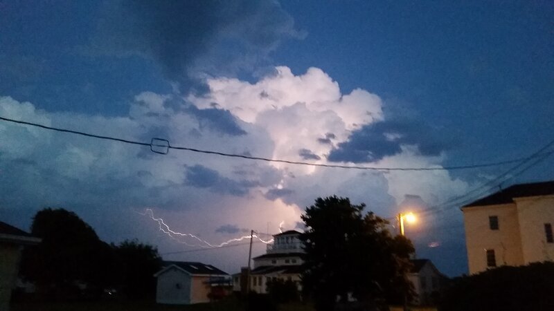 Lightning Storm over Houses — Blue