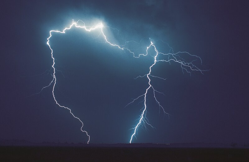 Lightning storm over landscape