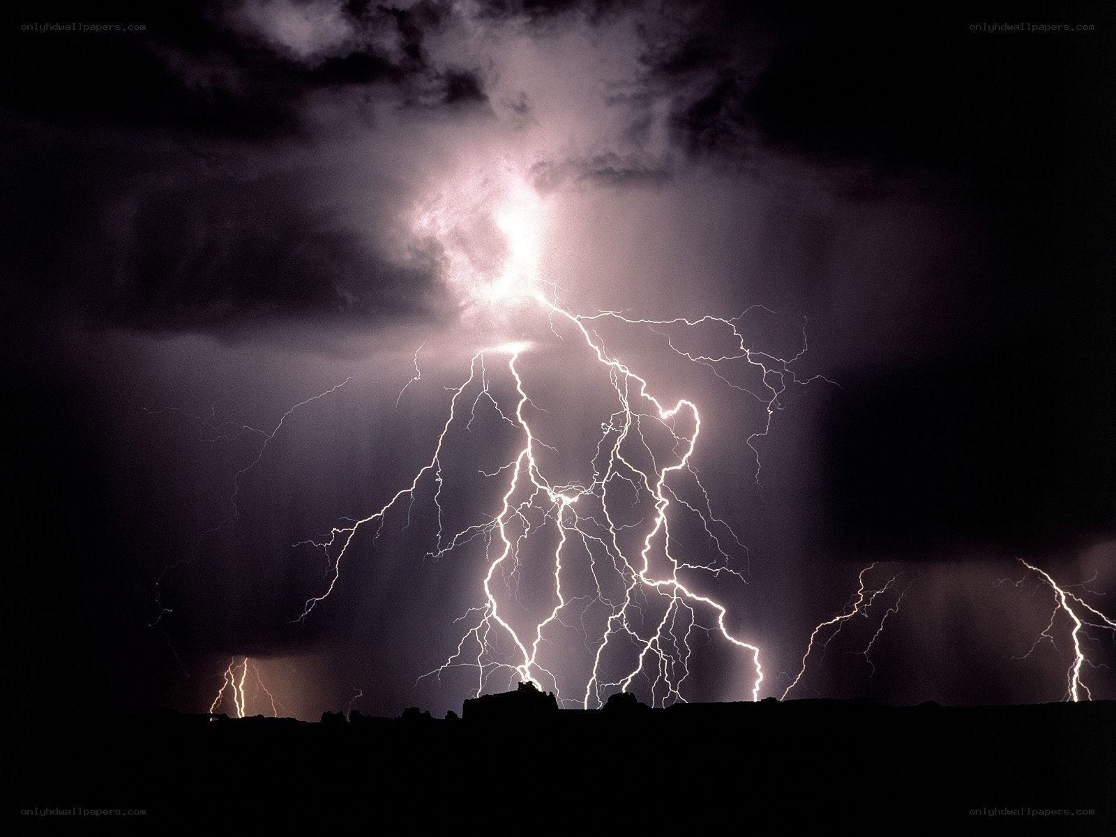 Lightning storm over landscape