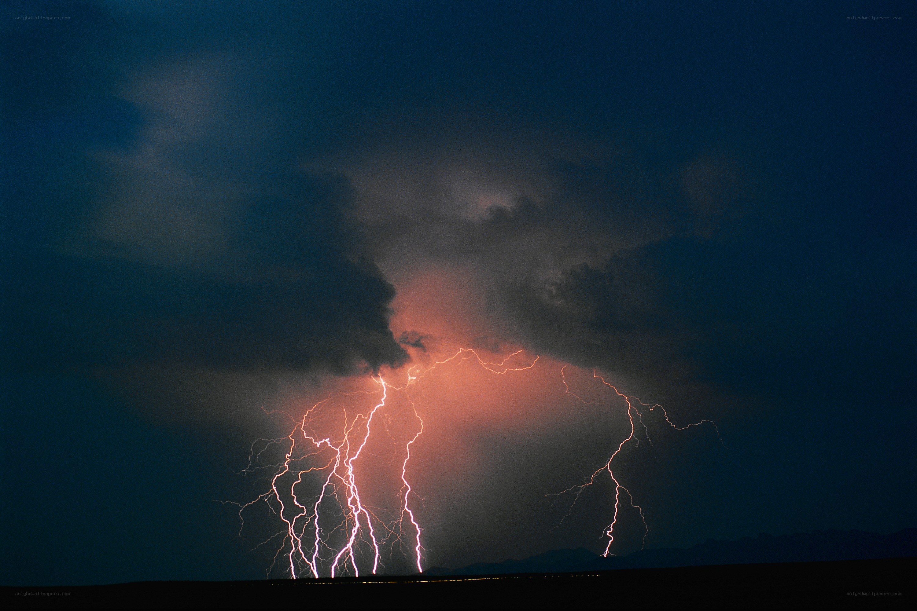 Lightning storm over mountains