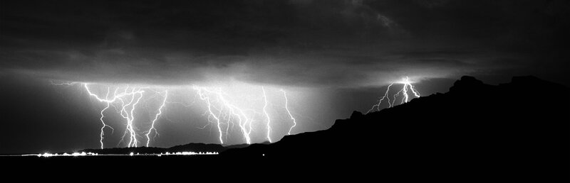Lightning storm over mountains