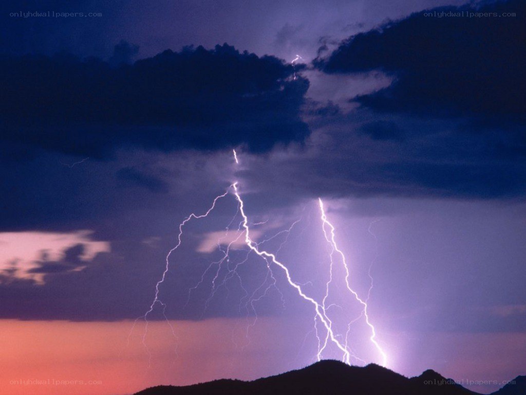 Lightning storm over mountains