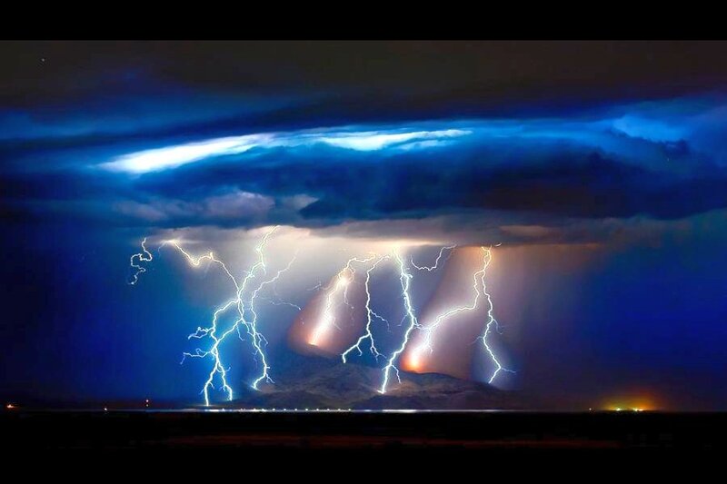 Lightning storm over mountains