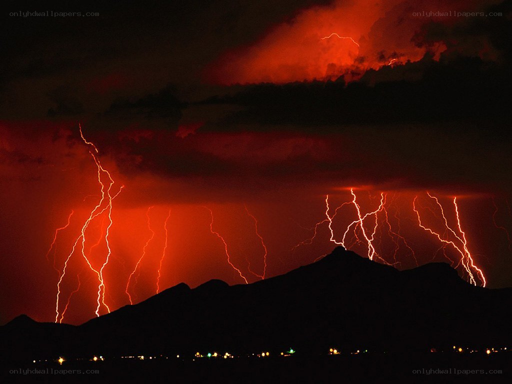 Lightning storm over mountains