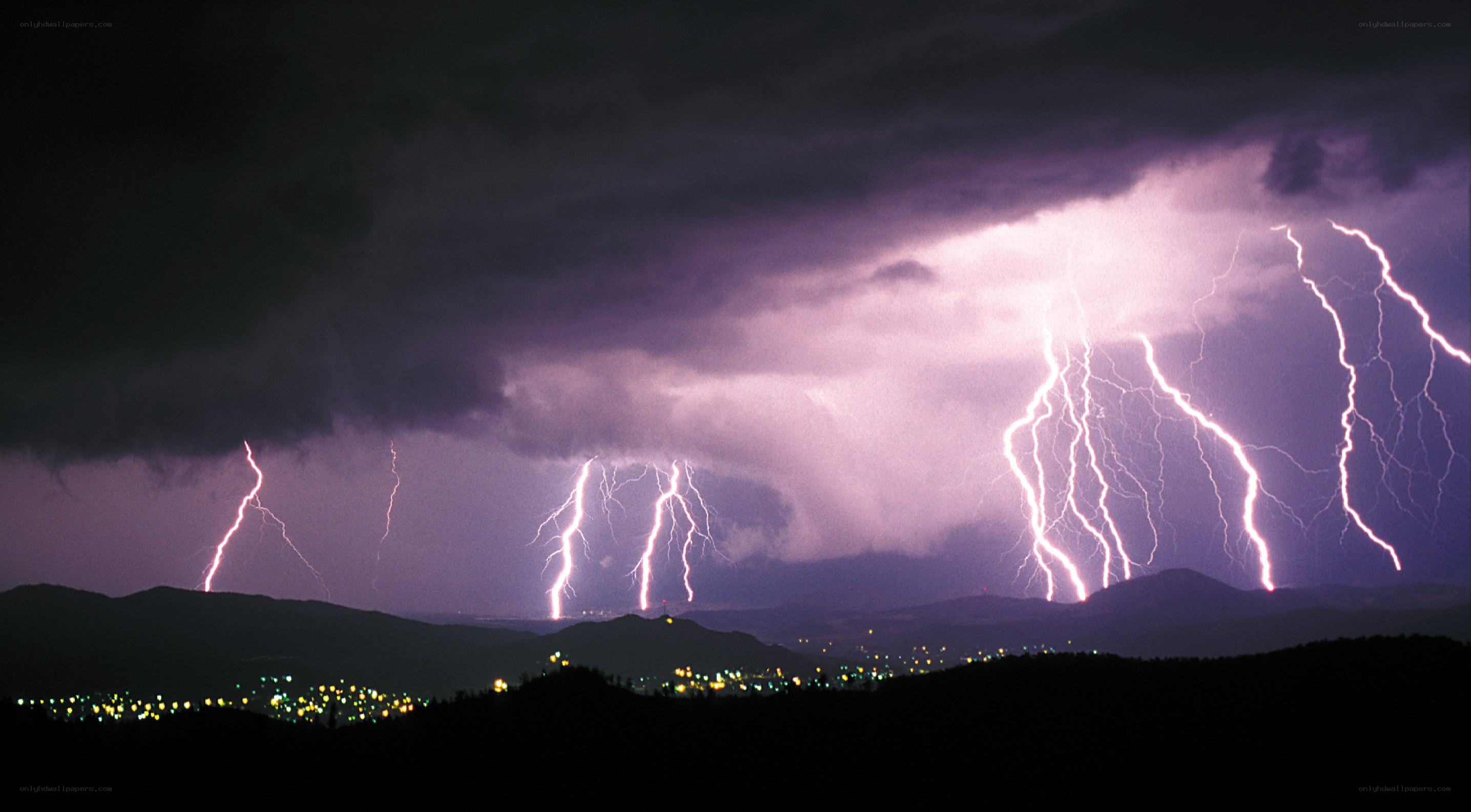 Lightning storm over mountains