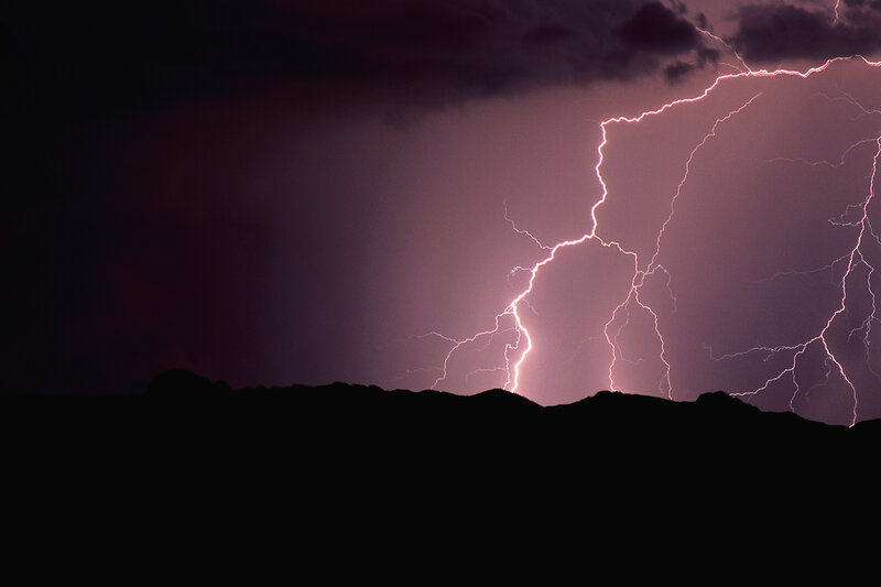 Lightning storm over mountains