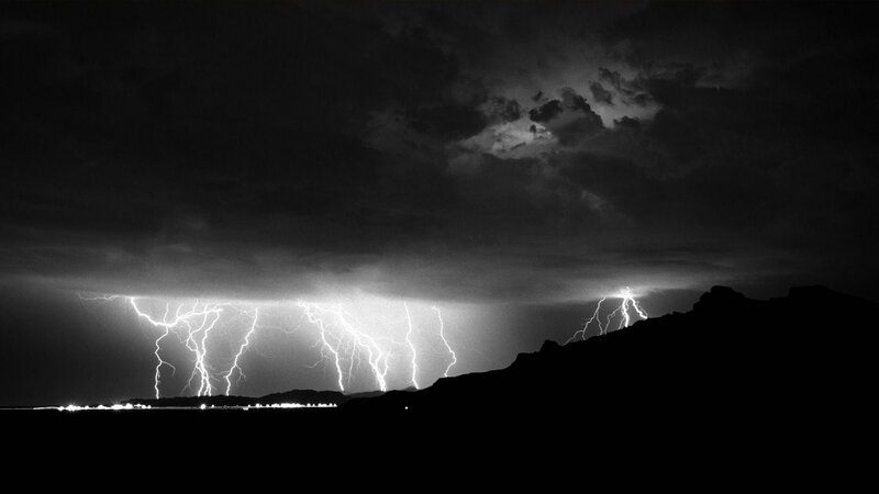 Lightning Storm over Mountains — Black