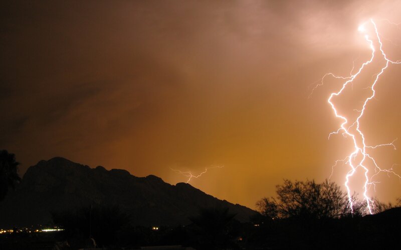 Lightning Storm over Mountains — Orange