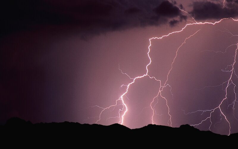 Lightning Storm over Mountains — Purple