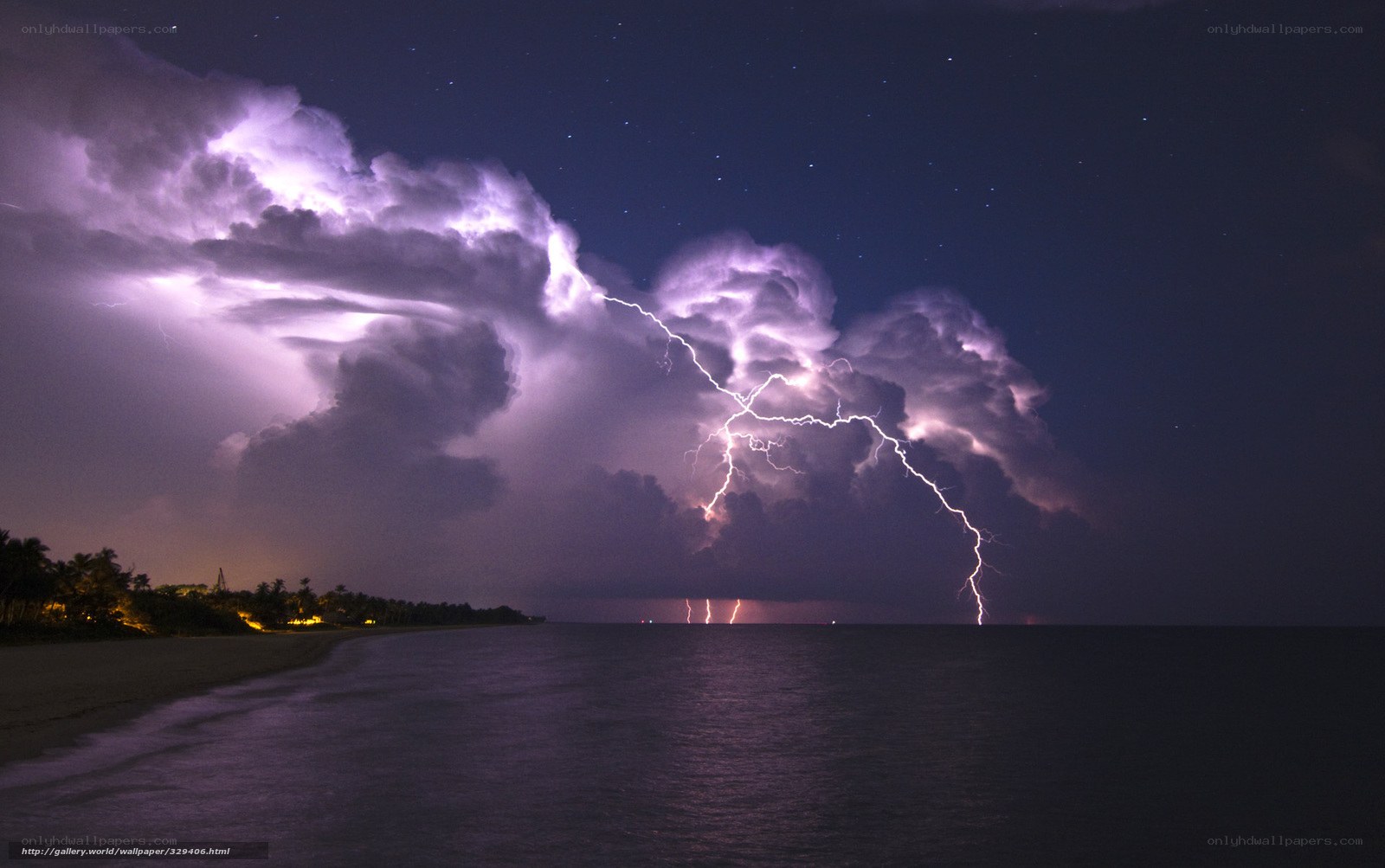 Lightning storm over ocean