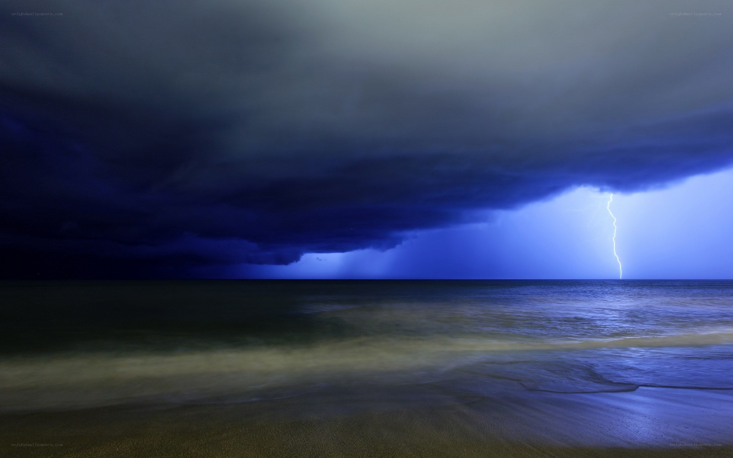Lightning storm over ocean