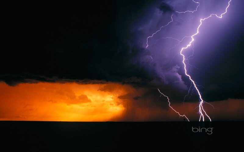 Lightning storm over ocean