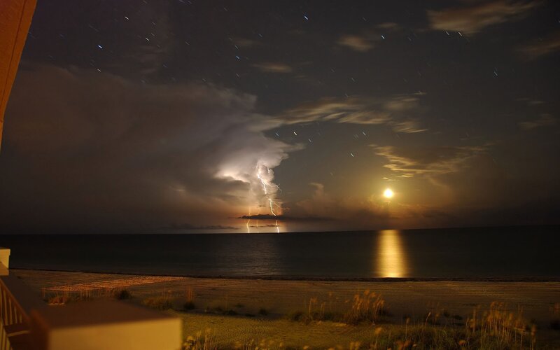 Lightning Storm over Ocean — Black, Dramatic