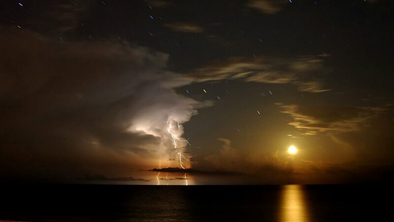 Lightning Storm over Ocean — Black