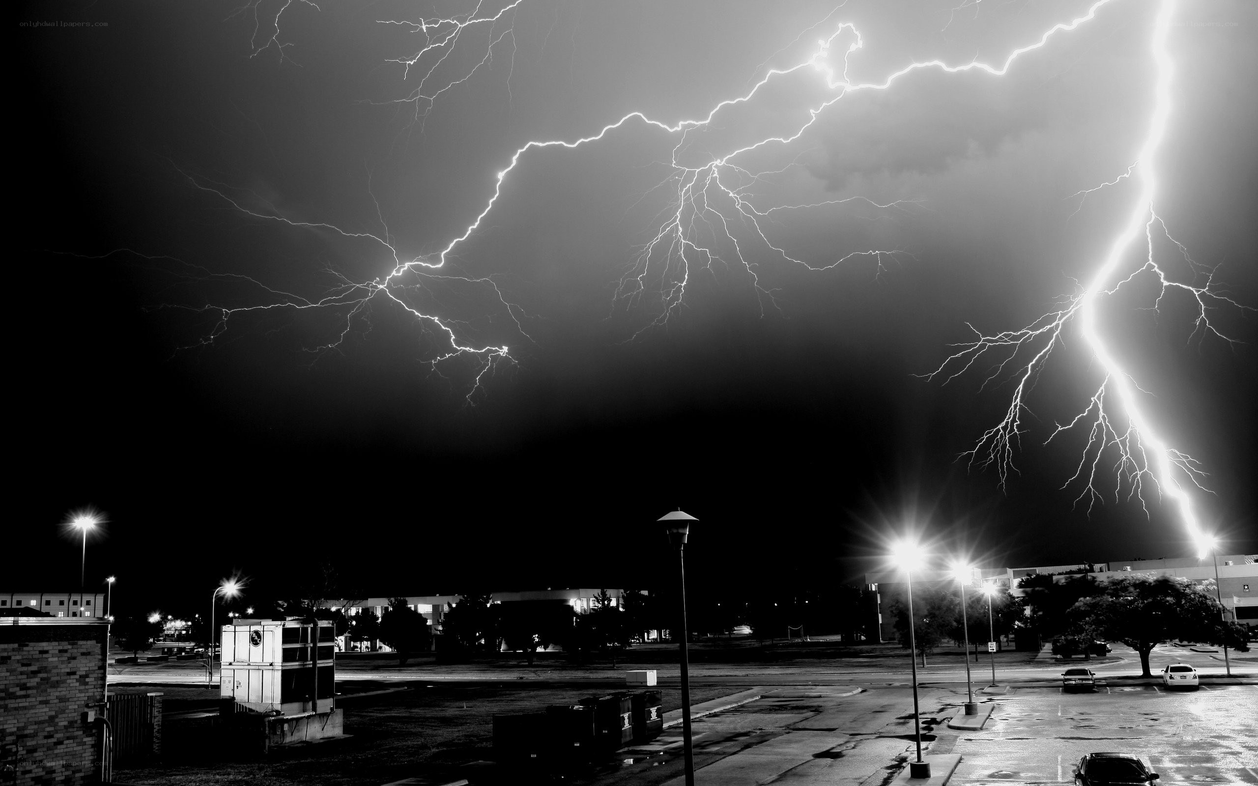 Lightning storm over parking lot
