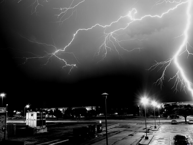 Lightning Storm over Parking Lot — Black