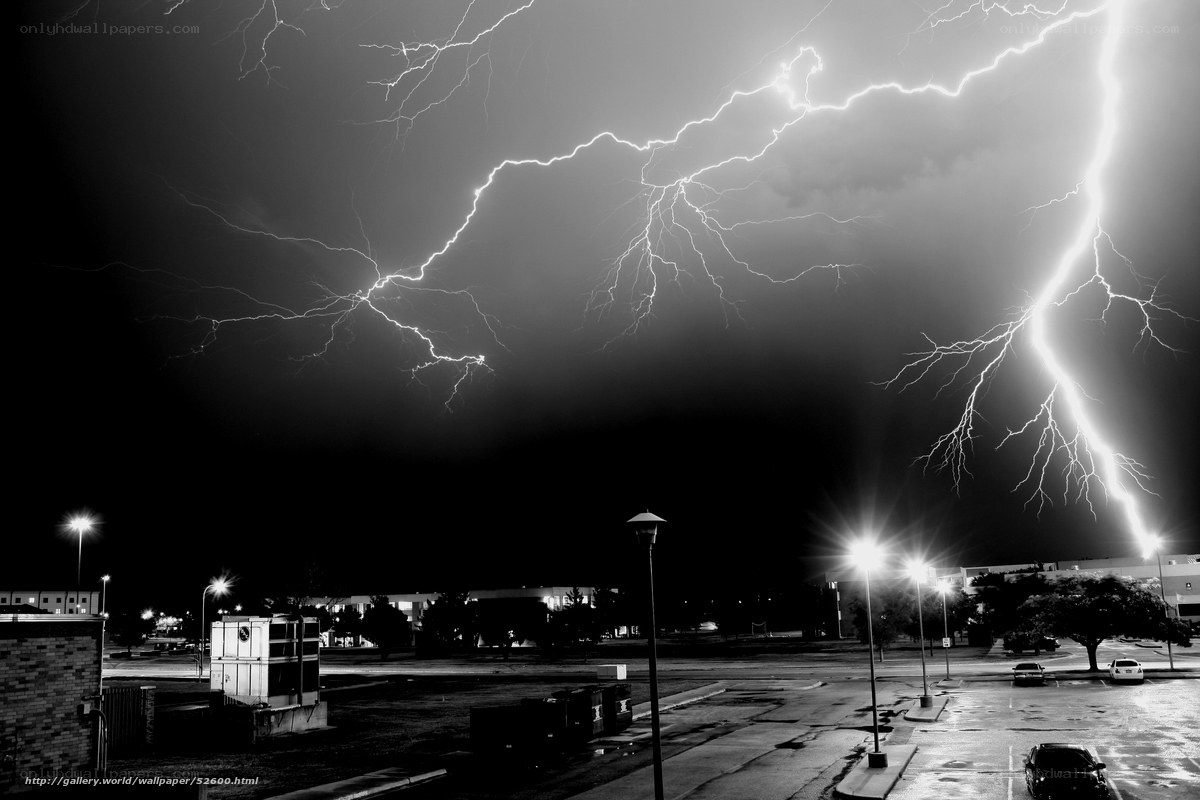 Lightning storm over parking lot