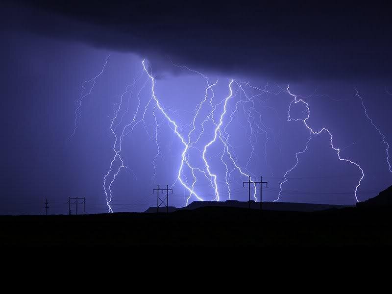 Lightning Storm over Power Lines