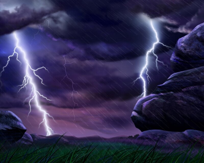 Lightning Storm over Rocks